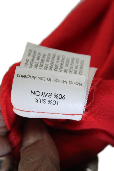 Enza Costa Women Basic Silk Red Scoop Neck Sleeveless Tank Size M