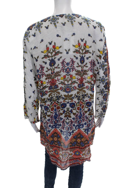 Raga Women Multicolor Floral V-Neck Cardigan Cotton Blend Long Sleeve Size L