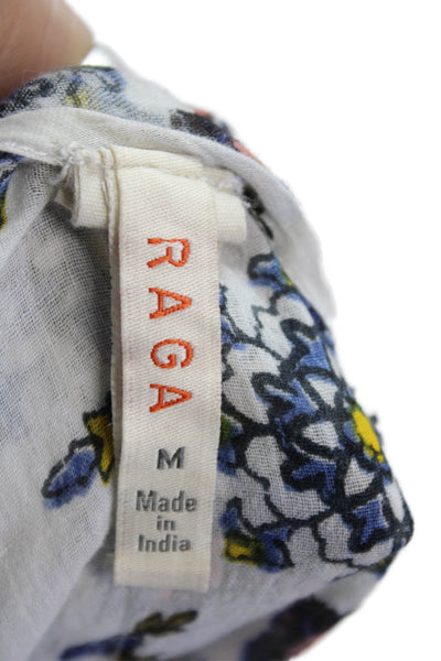 Raga Women Multicolor Floral V-Neck Cardigan Cotton Blend Long Sleeve Size L