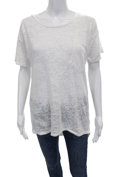 Michael Lauren Women Basic T-Shirt White Cotton Round Neck Short Sleeve Size XS