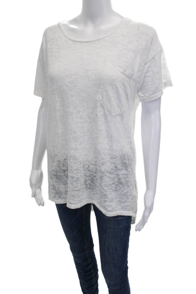 Michael Lauren Women Basic T-Shirt White Cotton Round Neck Short Sleeve Size XS