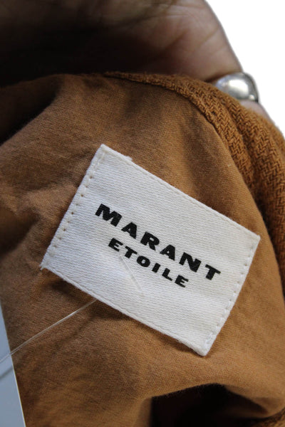 Marant Etoile Womens Silk Henley Button Cuff Long Sleeve Blouse Brown Size 38