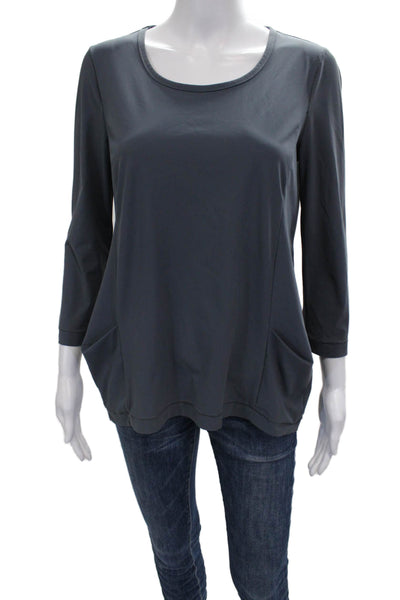 Porto Women Gray Nylon Pullover Tunic Round Neck 3/4 Sleeve Solid Size 0
