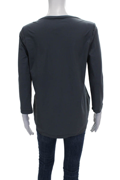 Porto Women Gray Nylon Pullover Tunic Round Neck 3/4 Sleeve Solid Size 0
