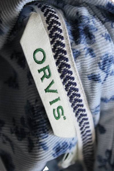 Orvis Women Floral Cotton Collared Button-Up Long Sleeve Blue Size XS
