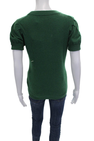 Banana Republic Womens Pullover Sweater Green Wool Short Sleeve Crewneck Size S