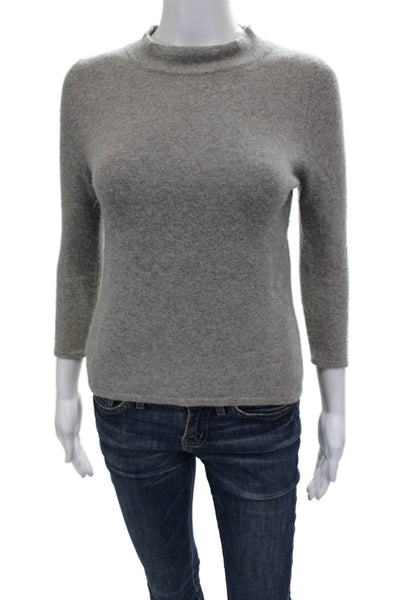 MAG Womens Cashmere Pullover Gray Mock Neck 3/4 Sleeve Size S