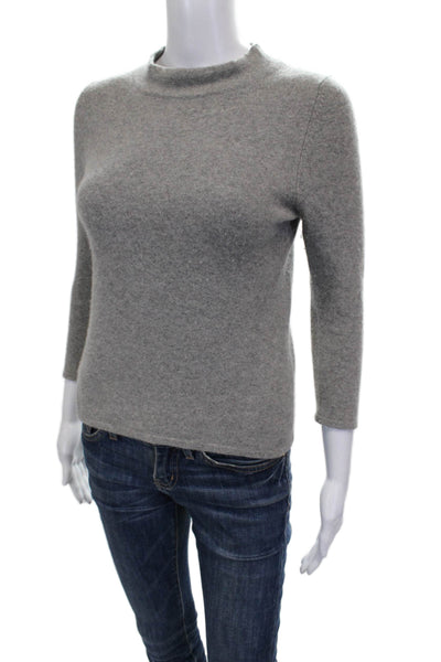MAG Womens Cashmere Pullover Gray Mock Neck 3/4 Sleeve Size S