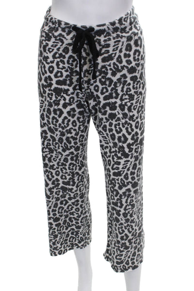 LNA Womens Black Animal Print Polyester Drawstring Sweatpants Size S