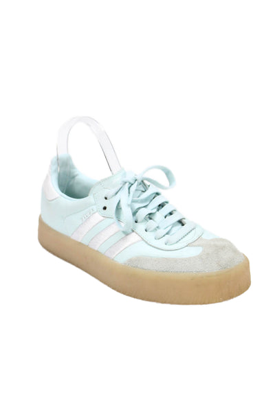 Adidas Womens Leather Low Top Lace Up Sneakers Blue Size 7.5