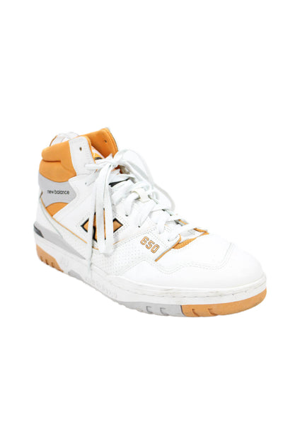 New Balance Mens Leather Lace Up High Top Sneakers White Size 13