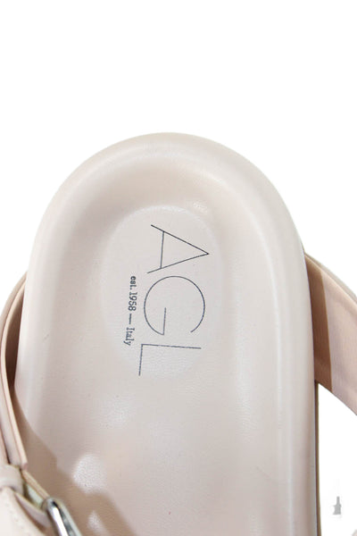 AGL Womens Jane Buckle Slides Sandals Shoes Ghibli Nude Size 9.5