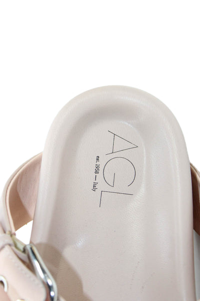 AGL Womens Jane Buckle Slides Sandals Shoes Ghibli Nude Size 8.5