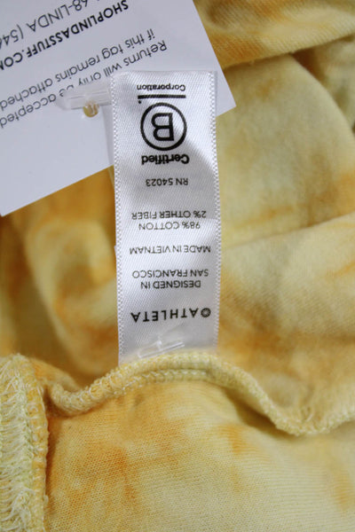 Athleta Women Yellow Batik Crew Neck Pullover Sweatshirt Long Sleeve Size S
