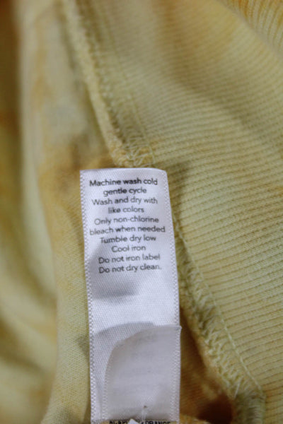 Athleta Women Yellow Batik Crew Neck Pullover Sweatshirt Long Sleeve Size S