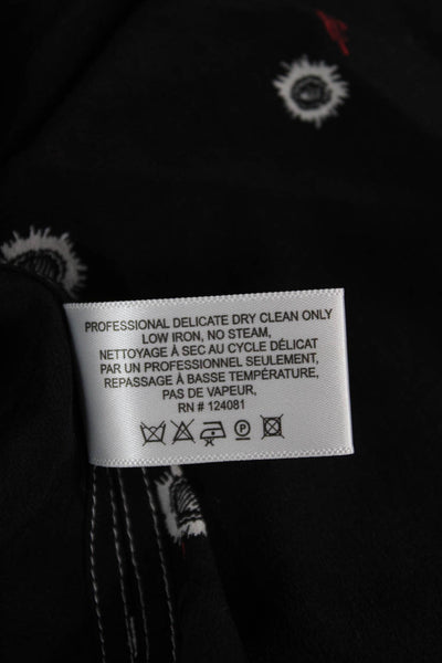 Proenza Schouler Women Black Silk Floral High Neck Sleeveless Tunic Size 4