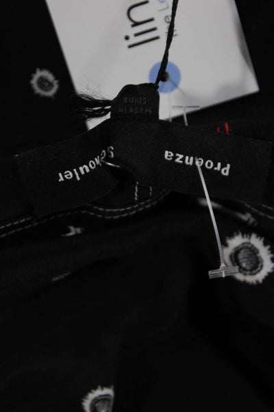 Proenza Schouler Women Black Silk Floral High Neck Sleeveless Tunic Size 4