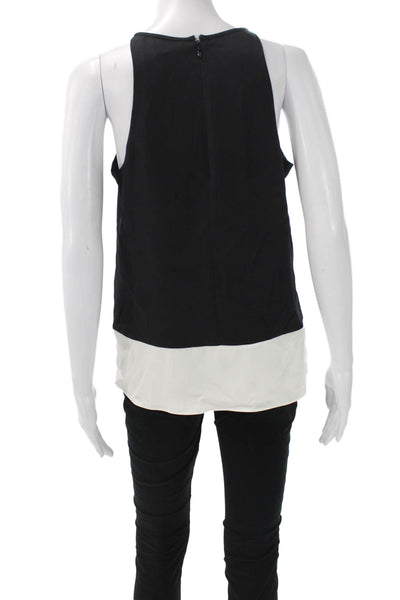 Theory Womens Halter Silk Tunic Colorblock Black Zip Sleeveless Petite Size S