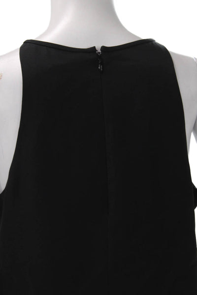 Theory Womens Halter Silk Tunic Colorblock Black Zip Sleeveless Petite Size S
