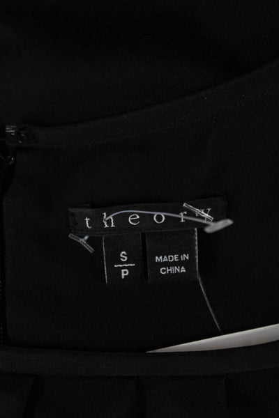 Theory Womens Halter Silk Tunic Colorblock Black Zip Sleeveless Petite Size S
