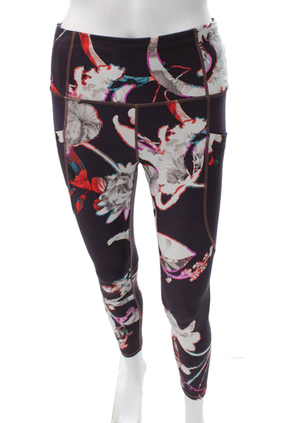 Athleta Womens Ankle Leggings Floral Multicolor Polyester Pull On Size S
