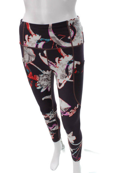 Athleta Womens Ankle Leggings Floral Multicolor Polyester Pull On Size S