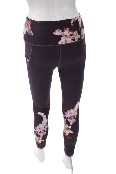 Athleta Womens Ankle Leggings Floral Multicolor Polyester Pull On Size S