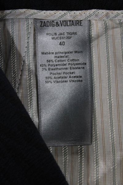 Zadig & Voltaire Womens Cropped Animal Print Black Pants Size 40