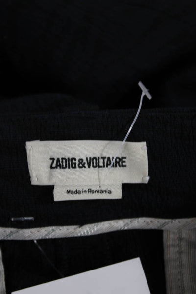 Zadig & Voltaire Womens Cropped Animal Print Black Pants Size 40