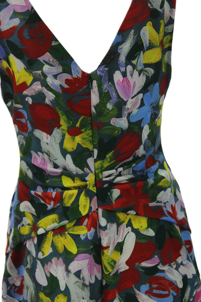 Lela Rose Womens Jumpsuit Multicolor Floral VNeck Sleeveless Zip Size 4
