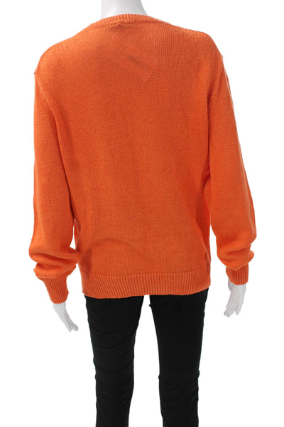 Peter Elliot Mens Pullover Sweater Orange Wool Blend Long Sleeve Size M