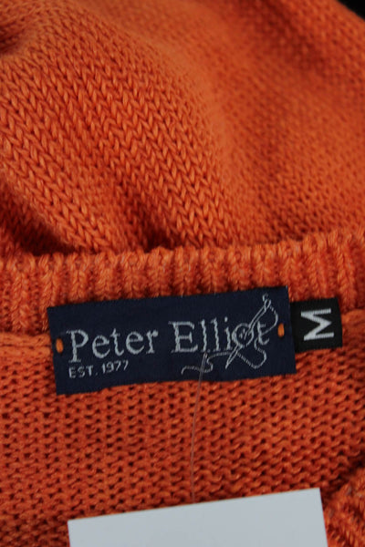 Peter Elliot Mens Pullover Sweater Orange Wool Blend Long Sleeve Size M