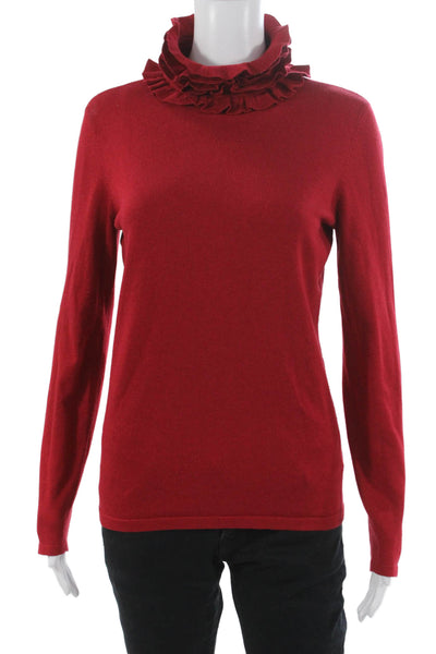 Lauren Ralph Lauren Womens Petite Silk Sweater High Neck Red Long Sleeve Size S