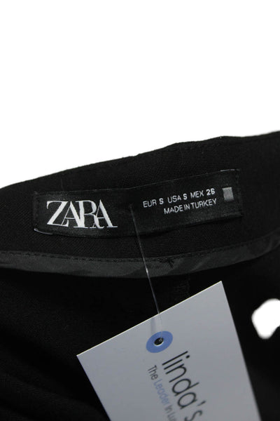 Zara Womens Pleated Black Polyester Skirt Zip Size S