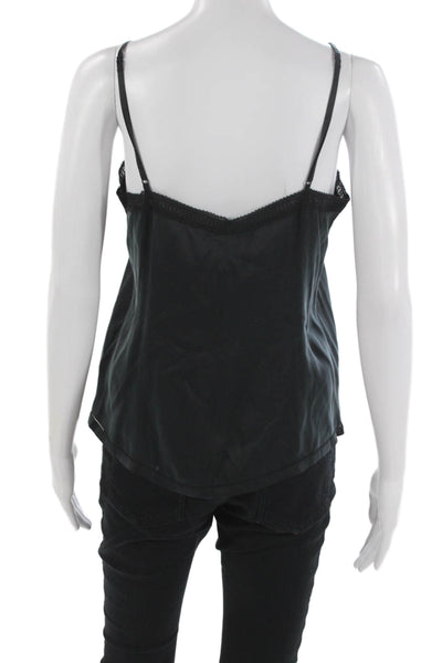 Rebecca Taylor Women Tank Black Silk V-Neck Sleeveless Size S