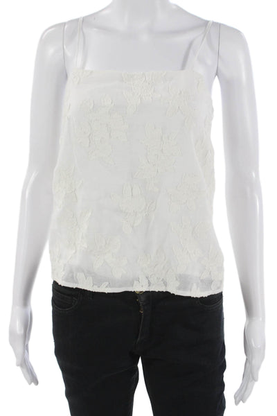 Vince Womens White Floral Cotton Square Neck Sleeveless Camisole Size XS