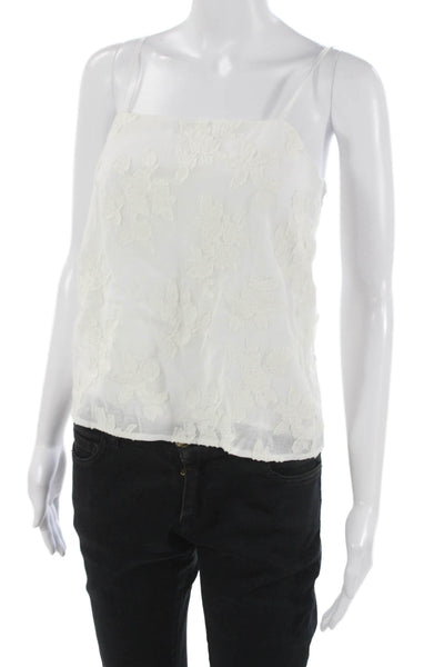 Vince Womens White Floral Cotton Square Neck Sleeveless Camisole Size XS