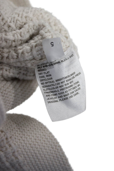 Uniqlo Womens Ivory Acrylic Cardigan Long Sleeve Round Neck Solid Fall Size L