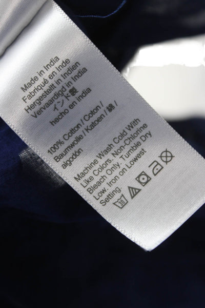 J Crew Women Trapeze Swing Dress Blue Cotton V-Neck 3/4 Sleeve Size S
