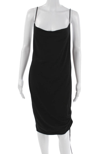 Zara Womens Black Cowl Neck Slip Dress Sleeveless Polyester Size S