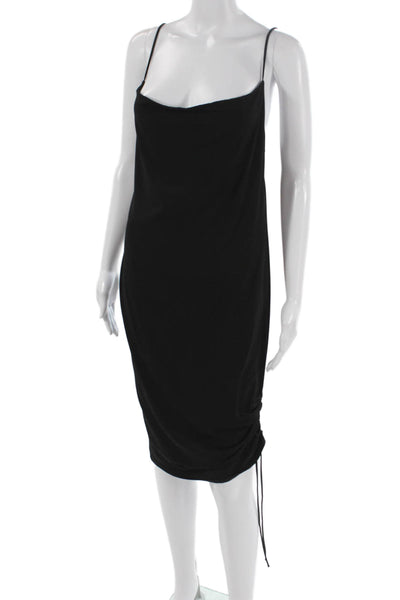 Zara Womens Black Cowl Neck Slip Dress Sleeveless Polyester Size S