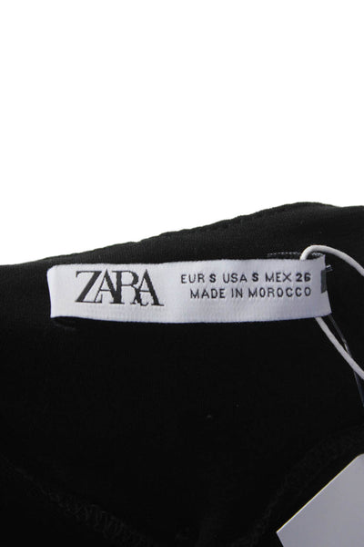 Zara Womens Black Cowl Neck Slip Dress Sleeveless Polyester Size S
