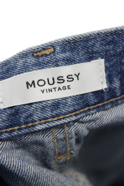Moussy Women Boyfriend Jeans Blue Mid-Rise 27in Cotton Size 25