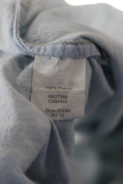 Madewell Women Basic Button-Up Collared Cotton Long Sleeve Blue Size S