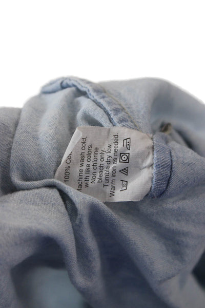 Madewell Women Basic Button-Up Collared Cotton Long Sleeve Blue Size S