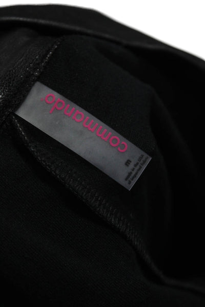 Commando Women Jogger Pants Black Polyurethane Pull On Size M