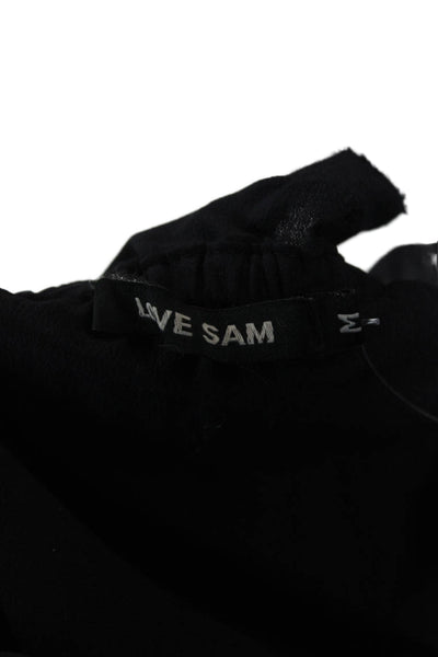 Love Sam Women Silk Off Shoulder Black Long Sleeve Blouse Basic Pullover Size M
