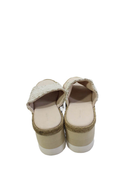Free People Womens Crochet High Platform Slide On Sandals White Size 8.5
