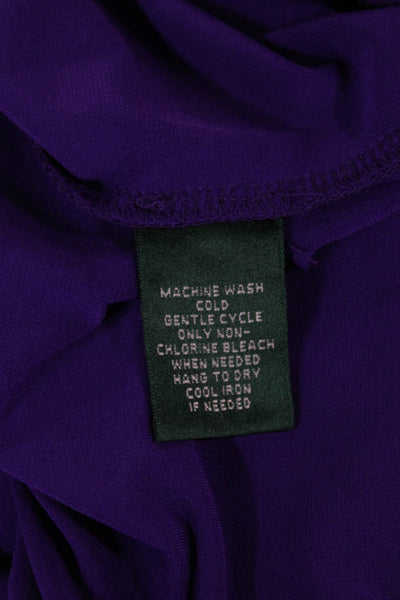 Lauren Ralph Lauren Women Purple V-Neck Wrap Dress Half Sleeve Polyester Size 8