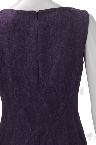 David Meister Women Purple Sheath Dress Boat Neck Sleeveless Zip Acetate Size 4